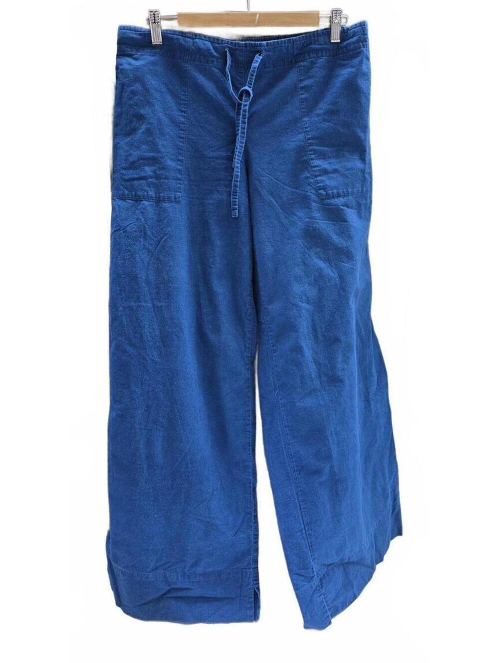 Maiwa Indigo Summer Weight Cotton Drawstring Pants Wide Straight Leg  Relaxed L